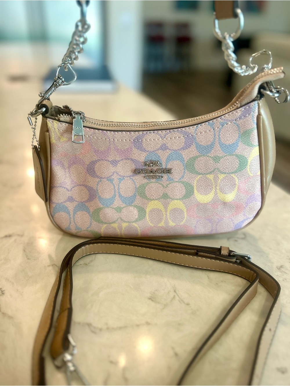 Coach Bag Pastel Signature Jacquard Shoulder Bag - Pastel Multicolor